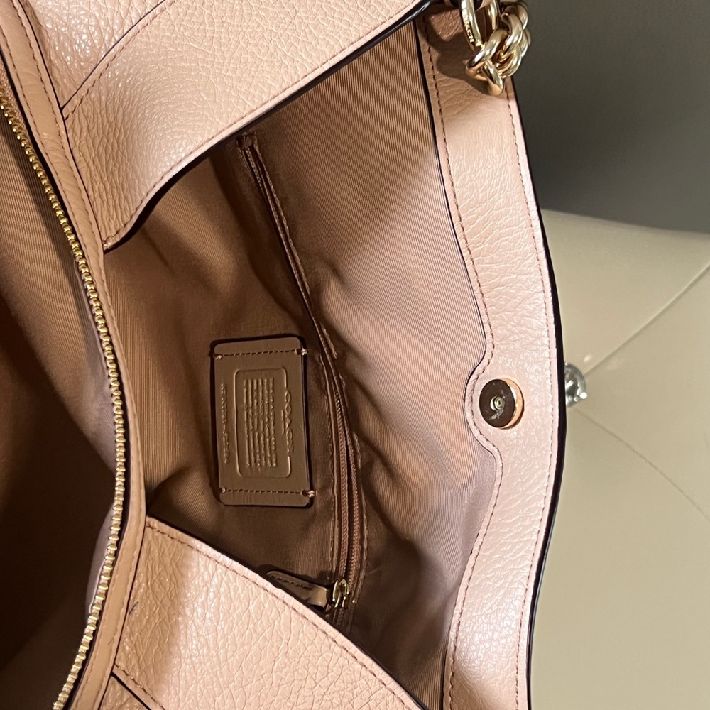 Coach Tan and Gold Shoulder Bag with Signature Design - Picture 16 of 16